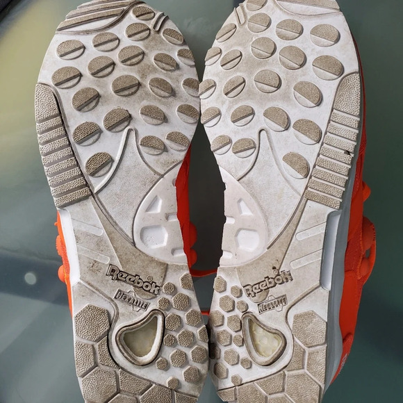 Reebok Pump Running Dual Tech Solar Neon Orange White Sz 8.5 - Picture 7 of 10